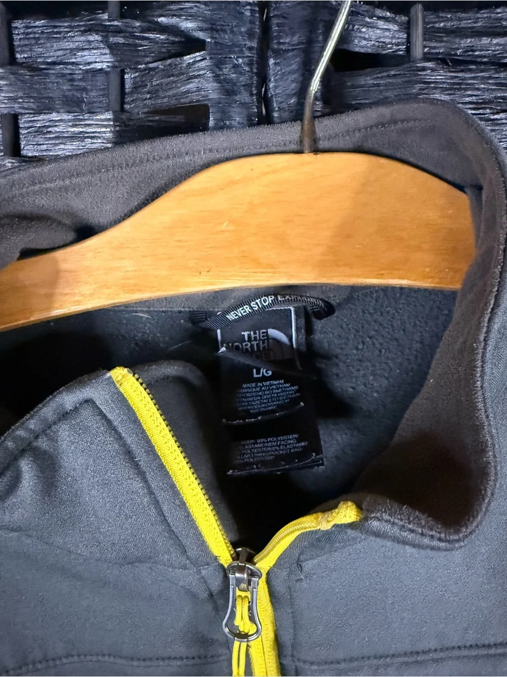 The North Face Men's Gray Jacket with Yellow Zippers